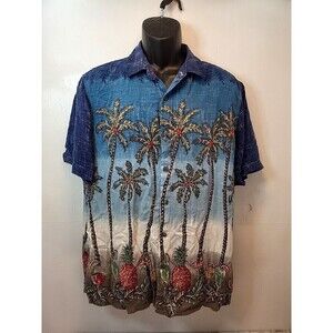 Campia Moda Mens Large Shirt Hawaiian Cruise Vacation Palm Island